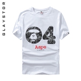 GLAY夏季日系潮牌APE 猿人头4周年纪念款迷彩反光短袖男装纯棉T恤