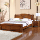 榆木床全实木床厚重款双人床1.8米1.5婚床高箱储物大床实木床现代