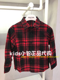 小智gxg.kids童装专柜正品代购2016年秋季男童红黑格衬衣A6303286