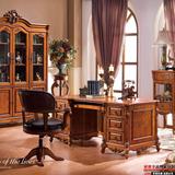 欧式古典书桌 美式电脑桌 大班台1 实木组合书柜 展示柜 四门书柜