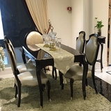 欧式餐桌椅组合6人 新古典客厅餐桌圆桌 简约长方形饭桌 实木餐台
