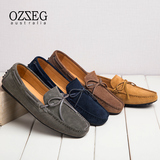 OZZEG2016新款夏季男士豆豆鞋真皮潮流英伦磨砂系带男单鞋Z00