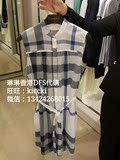 香港DFS代购Burberry巴宝利 格纹棉薄纱衬衫式连衣裙39683601正品