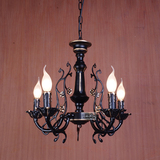欧式吊灯客厅灯现代简约餐厅卧室五头蜡烛吸顶灯创意黑色铁艺灯饰