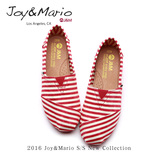 快乐玛丽女鞋2016夏季新款 韩版条纹平底懒人蹬学生帆布鞋61676W