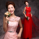 2016新款新娘敬酒服长款时尚韩版修身红色婚礼宴会主持人晚礼服女