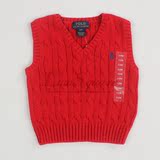 美国代购Polo Ralph Lauren男女童幼童麻花纹纯棉针织衫背心 正品
