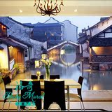 现代中式江南水乡背景墙纸 沙发电视墙壁纸 3D立体复古大型壁画