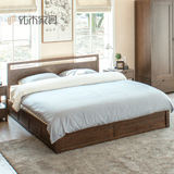 纯实木双人床1.8米白橡木箱体储物床液压床实木床1.5米简约家具