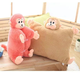 可爱小猴子长毛绒暖手捂抱枕坐垫纽扣靠垫两用暖手宝猴年礼品礼物