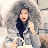 香港IT代购冬季新款韩版女装羽绒服中长款加厚修身大毛领外套潮