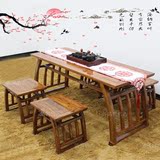 中式实木课桌椅国学书画仿古琴桌明清古典马鞍桌茶桌书法办公餐桌