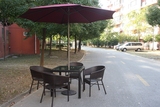 户外桌椅组合五件套 户外花园别墅阳台咖啡厅藤编家具含伞可定制