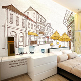 大型壁画墙纸 现代简约壁画 个性街景壁纸背景墙 城市手绘