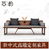 新中式实木沙发 简约仿古茶室家具 禅意木质罗汉床沙发榻定制家具