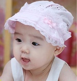 婴儿帽子春秋春夏 女宝宝遮阳帽女童公主帽太阳0-3-6-12个月韩国