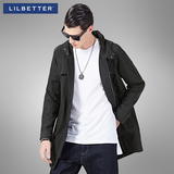 Lilbetter大衣外套男 中长款连帽夹克青少年时尚休闲风衣男士外套