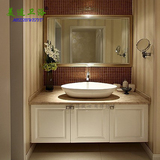美式欧式橡木浴室柜组合卫生间大理石洗脸盆洗漱台实木吊柜卫浴柜