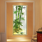 玄关装饰画竖版现代客厅油画壁画竹子电表箱走廊挂画《节节高升》
