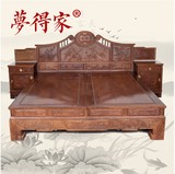 厂家直销 红木床头柜实木床 卧室家具 鸡翅木雕花大床 床铺双人床