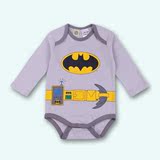 夏季新款外贸新生儿婴儿衣服蝙蝠侠长袖三角哈衣男女宝宝连体衣