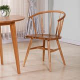全实木餐椅日式简约休闲围椅温莎书椅现代休闲白橡木扶手咖啡椅