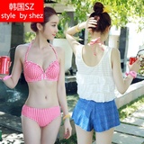 代购韩国小清新可爱少女分体小胸聚拢罩衫比基尼泳衣海边沙滩度假