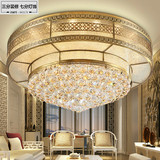 新中式奢华全铜水晶吸顶灯复古圆形led客厅吸顶灯调光智能灯具
