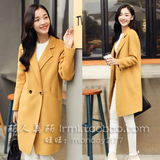 双面羊毛大衣女中长款2015新款修身茧型显瘦韩版羊绒呢子毛呢外套