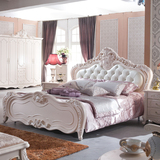 欧式床1米8真皮实木双人雕花大床橡木奢华婚床田园储物白色公主床