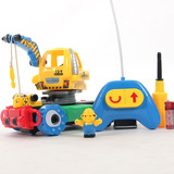 遥控车车迷你电动套装挖土机儿童 亲子车拆装玩具挖沟机遥控工程
