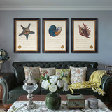 美式乡村客厅沙发背景装饰画  卧室床头餐厅有框二联三联海星挂画