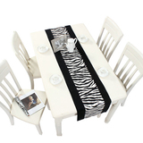 简约现代纯棉布艺桌旗黑白斑马纹餐桌盖布茶几旗垫布可定做餐垫