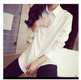 包邮2016春季新品韩版女装修身显瘦学生气质白色衬衫内搭衬衣女