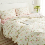 田园小花玫瑰碎花粉色小清新系列全棉床品纯棉床单被罩四件套