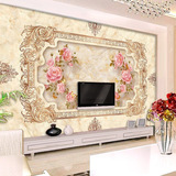 3D立体墙布玫瑰花电视背景墙壁纸画  客厅婚房墙纸 无缝大型壁画