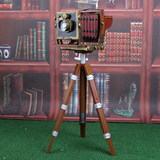 欧式复古摆件家居饰品创意铁艺落地三角照相机放映机模型摄影道具