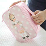 韩国afrocat可爱英伦娃娃大容量手提化妆包 旅行收纳包中包洗漱包