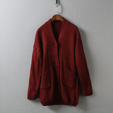 厚款 简约大气 冬装新款女 韩版纯色单排暗扣针织毛衣外套B27-215