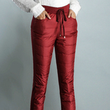 2015冬季新款大码羽绒裤女外穿显瘦加厚冬修身保暖双面小脚棉裤子