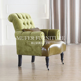 慕妃高端定制实木家具单人沙发美式新古典欧式客厅休闲椅GC257