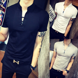 2016夏季新款男士短袖T恤韩版修身个性潮流社会小伙夜店男装上衣