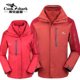 cookshark/库克鲨鱼户外冲锋衣男女三合一两件套防水透气登山服