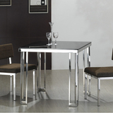 天昊斯 现代不锈钢家具 洽谈桌 创意玻璃小户型餐桌 方桌 饭桌