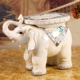色大象摆件 欧式客厅家居装饰品实用结婚礼物大象换鞋凳子招财白