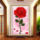 新款钻石画红色玫瑰满钻钻石十字绣客厅钻石绣5D砖石画卧室玄关画