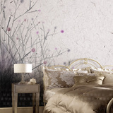 大型壁画无纺布电视背景墙纸壁纸客厅 现代温馨卧室紫色花 FQ124