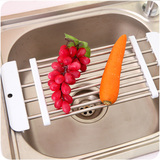 厨房不锈钢可伸缩水槽沥水架 洗菜水池控水架 碟碗置物架滤水架