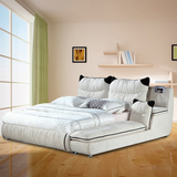 皇子家居布艺床简约现代床1.8米双人床储物可拆洗榻榻米软床