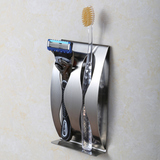 非吸盘式高档不锈钢创意粘接免打孔壁挂牙刷盒架套装牙刷座牙具架